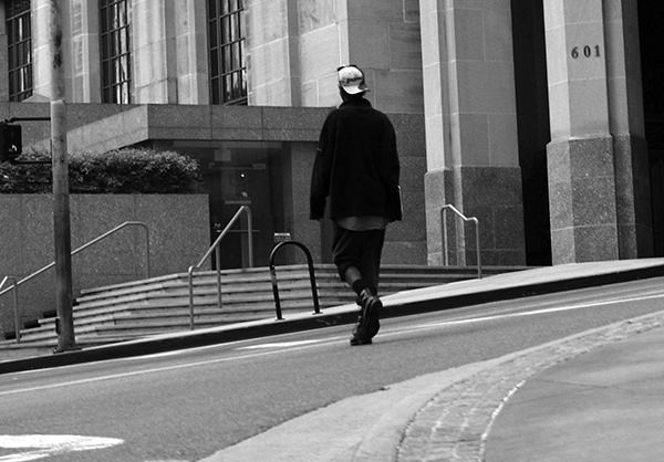 Life In Mono #49 by Jeremy Chin - Youth Crossing Street in Downtown Los Angeles