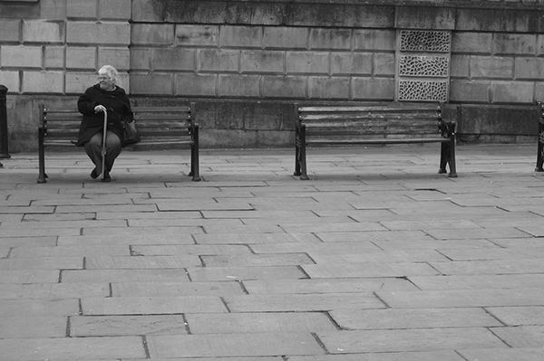 Quiet Times #30 by Jeremy Chin - Old Lady on a Bench,  Venice, Italy
