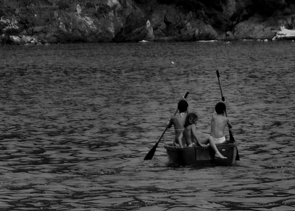 Sprouts #3 by Jeremy Chin - Children Paddling Boat At Sea, Monterosso, Cinque Terre, Italy